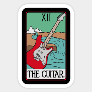 Guitar Tarot Card Funny - Rock and Roll Vintage Jazz Guitarist Sticker